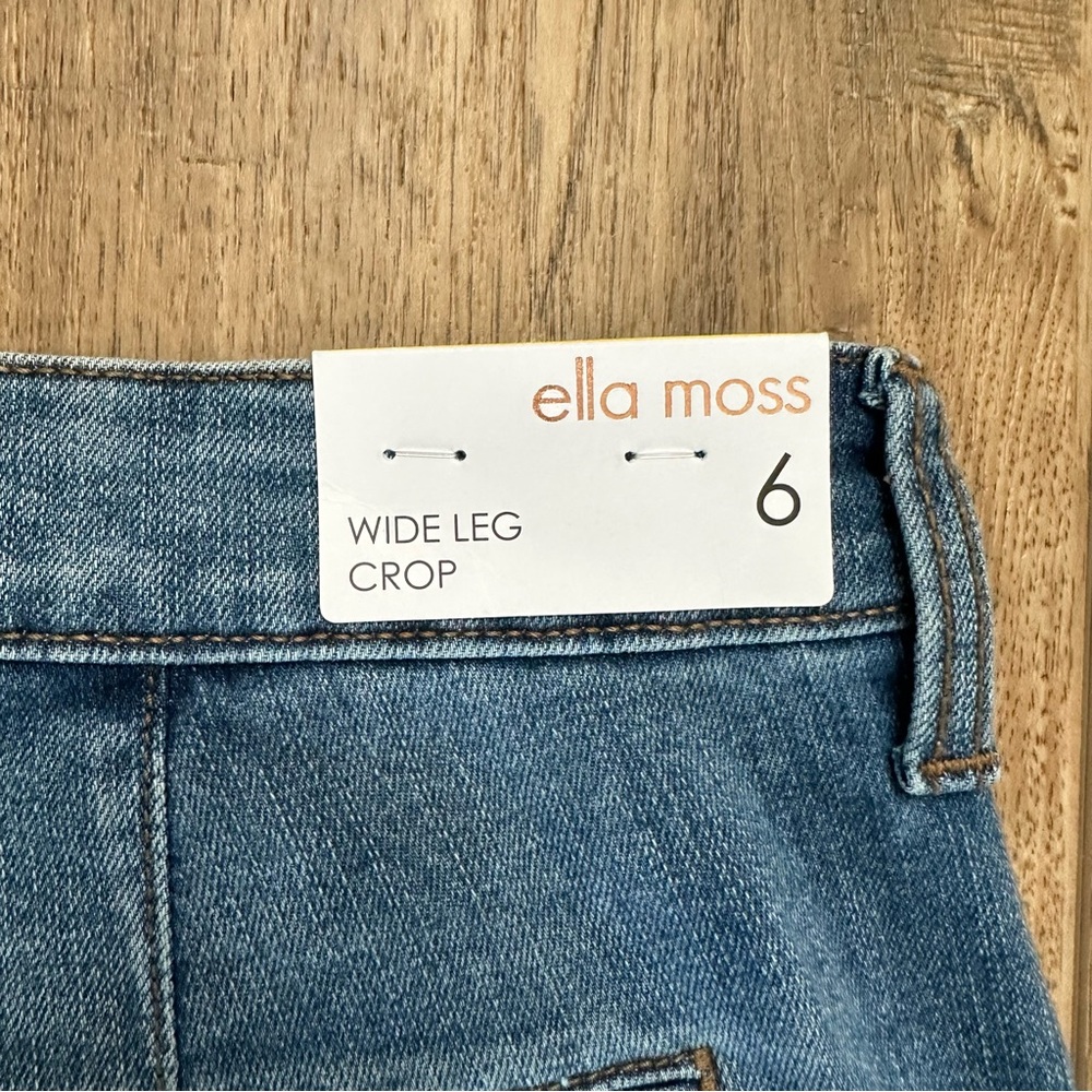 NWT! Ella Moss Wide Leg Crop Pants, Denim, High-Rise, Medium Wash, Size 6 - Picture 7 of 12